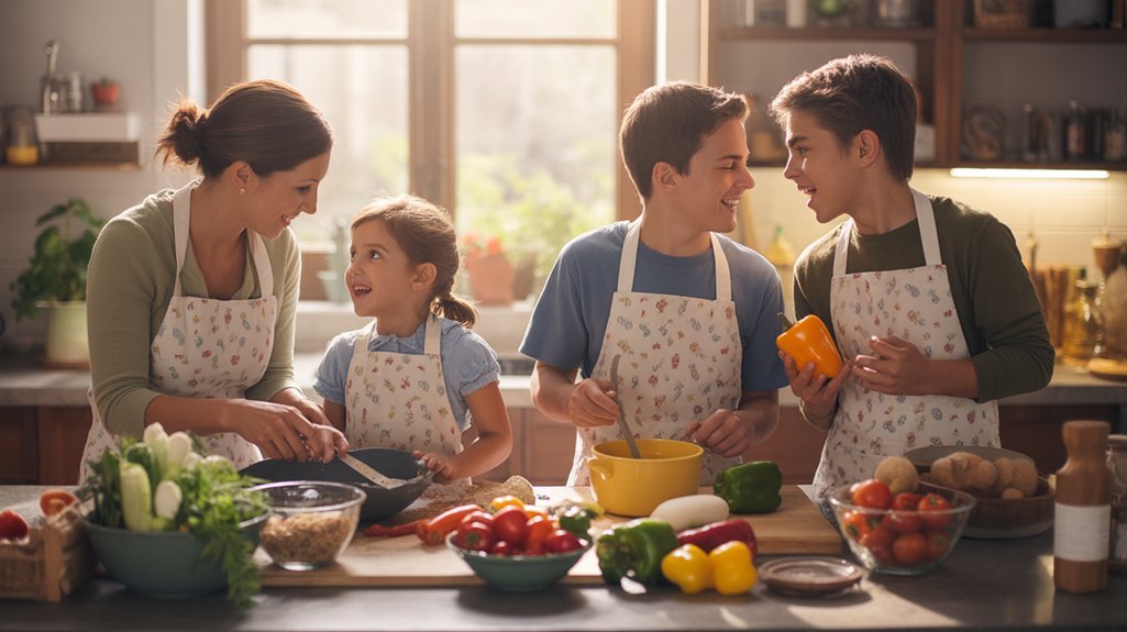 family cooking challenges together