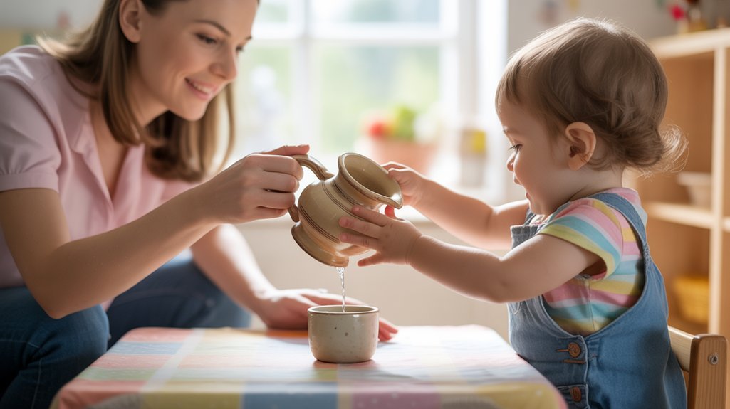 pouring practice builds independence