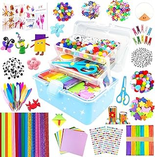 3000 Arts and Crafts Supplies for Kids Craft Kit Craft Box with Pipe Cleaners Ar